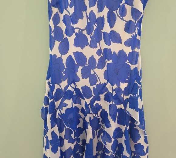 Bobbie Bee Midi Flapper Style Hem Dress Blue And White Size 12 - Picture 3 of 12